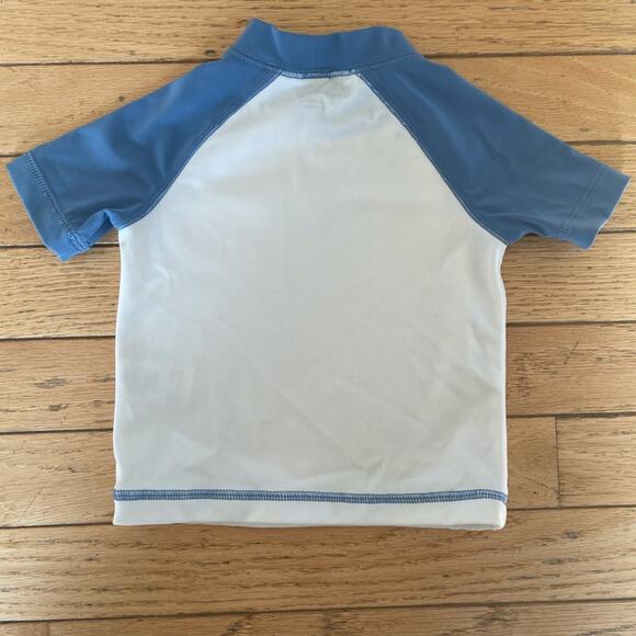 Janie and Jack Baby Boys Rash Guard Size 3-6 Months White Blue Swim Summer - Picture 4 of 4